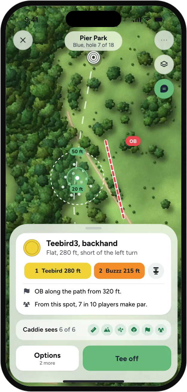 Caddie on a course that’s mapped and played